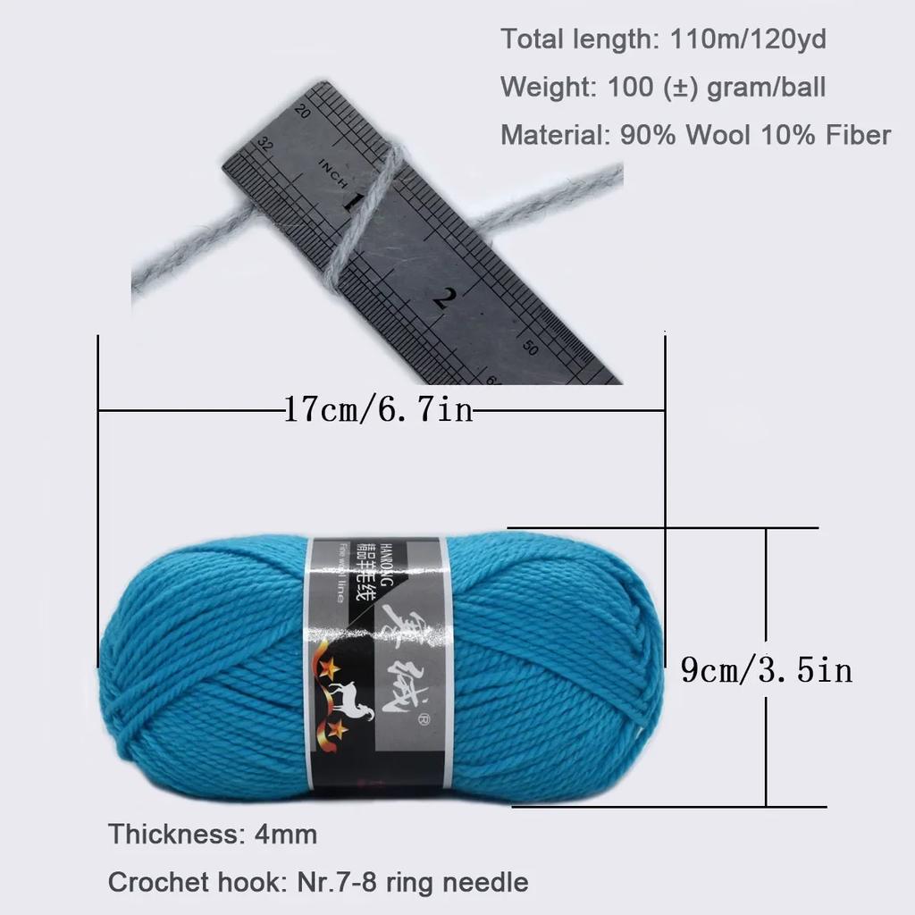 6 stk Supertykt Ullgarn 300g (10.56oz) for Strikking & Hekling Rask DIY Chunky Teppe Sjal Skjerf Ullbukser Tykt Håndverksgarn