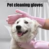 Pet Grooming Gloves Heat Resistant Silicone Dog Washing Gloves with High-Density Teeth Five Finger Design Cat Hair Remover for Massaging Bathing