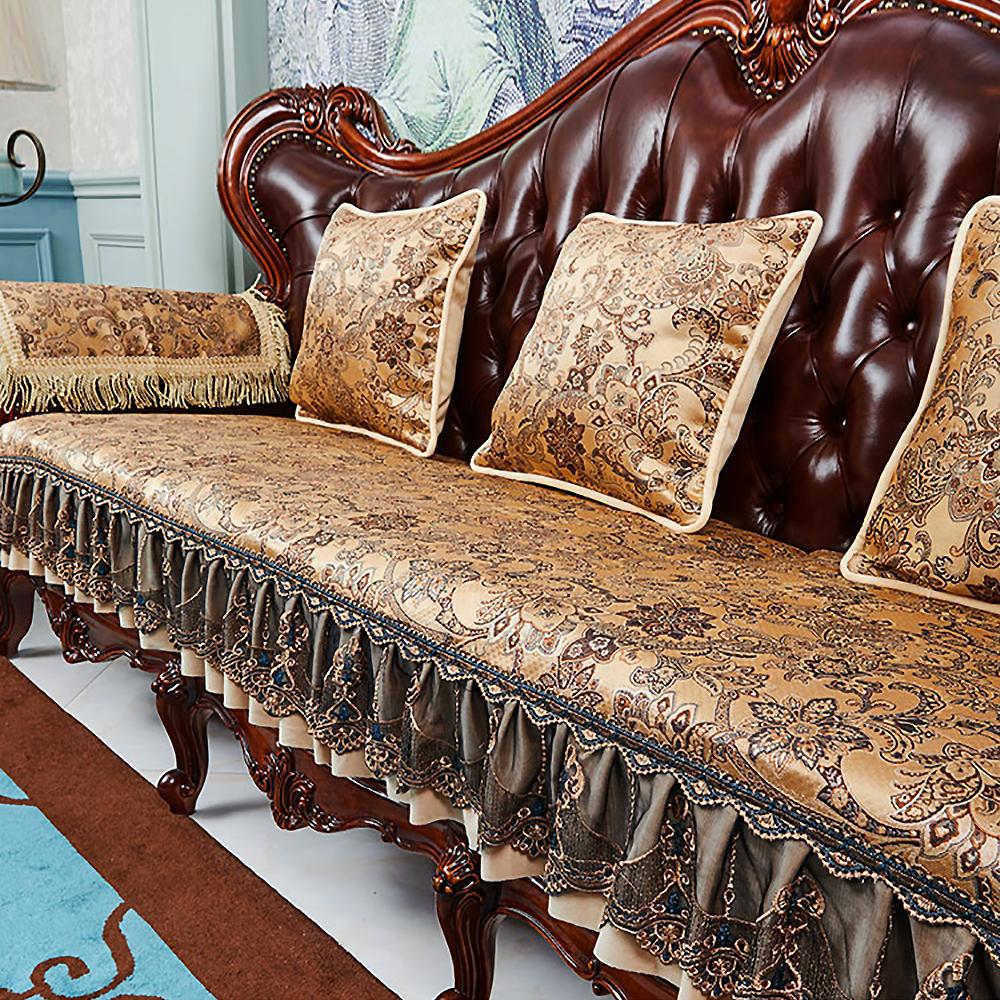 European Style Sofa Covers Luxury Solid Chenille Anti-slip Couch Cushion Living Room Sofa Armchair Towel Slipcover Home Decor