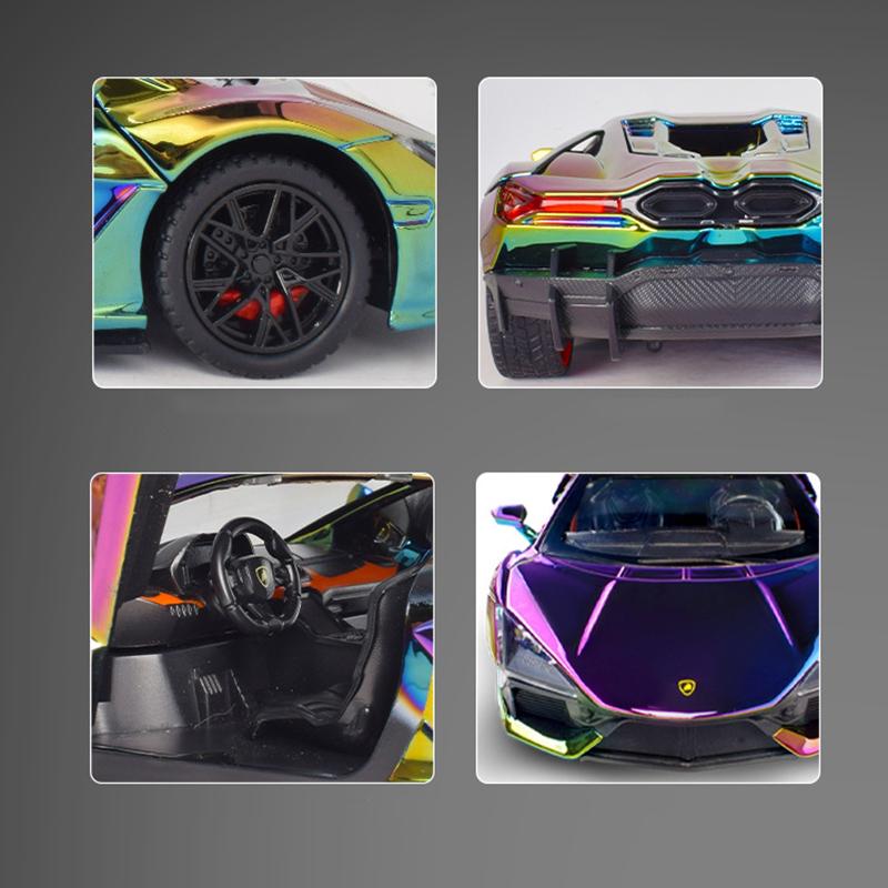 1/24 Lamborghini Revuelto Electroplate Alloy Car Diecasts & Toy Vehicles Metal Toy Car Model Sound and Light Collection Kids Toy