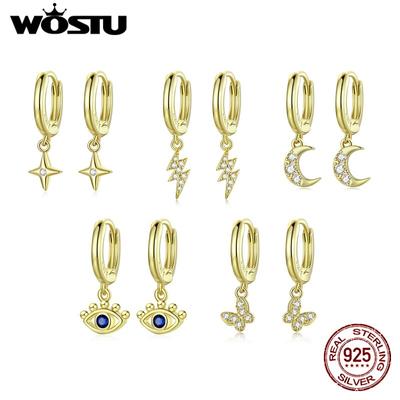 New 925 Sterling Silver Starburst Butterfly Studs Earrings Simple Plated Gold Earrings For Women Fashion Silver Jewelry