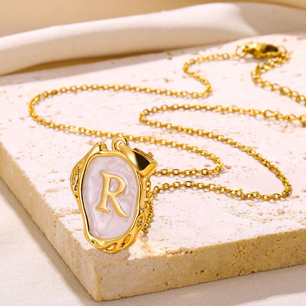 26 Letter Irregular Pendant Ladies 18K Gold-plated Letter Necklace Dating Birthday Gift