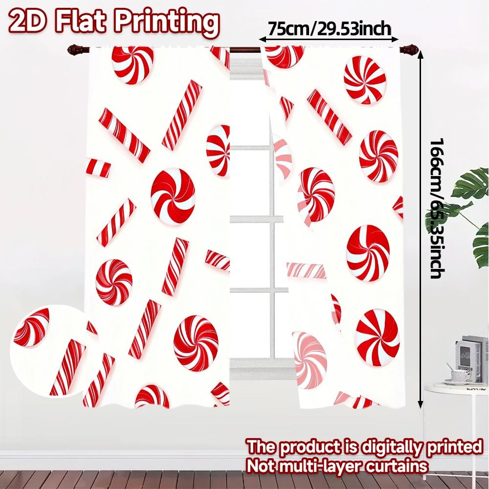 2pcs,Curtains Candy Cane Swirl Lollipop Stars (3) Contemporary Modern Curtains Versatile 100% Polyester Curtains Decorations