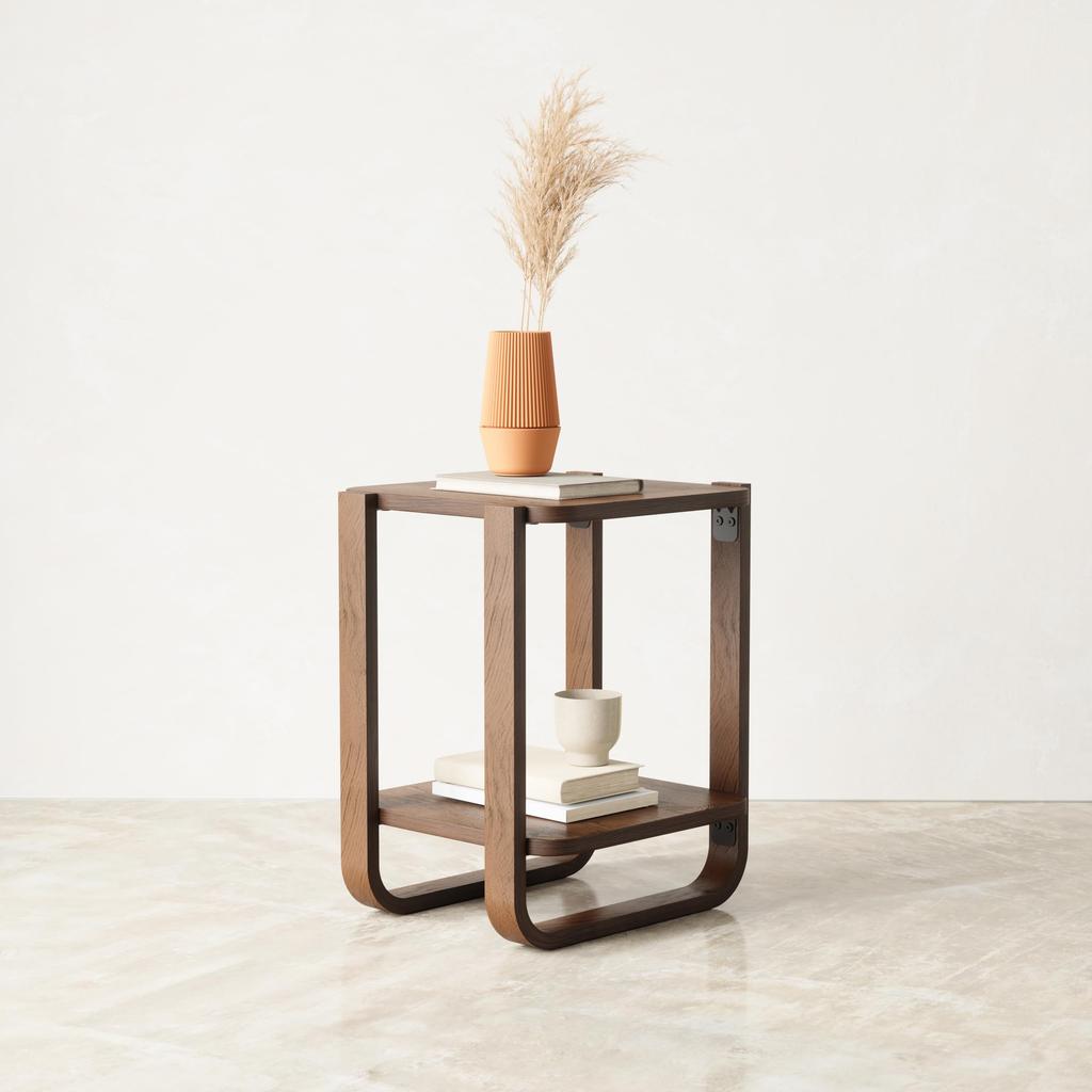 Umbra BELLWOOD Wooden Side Table in Aged 42cm Wide x 38cm Deep x 53cm High Two-Tier Walnut, (Product Code 21017426746)