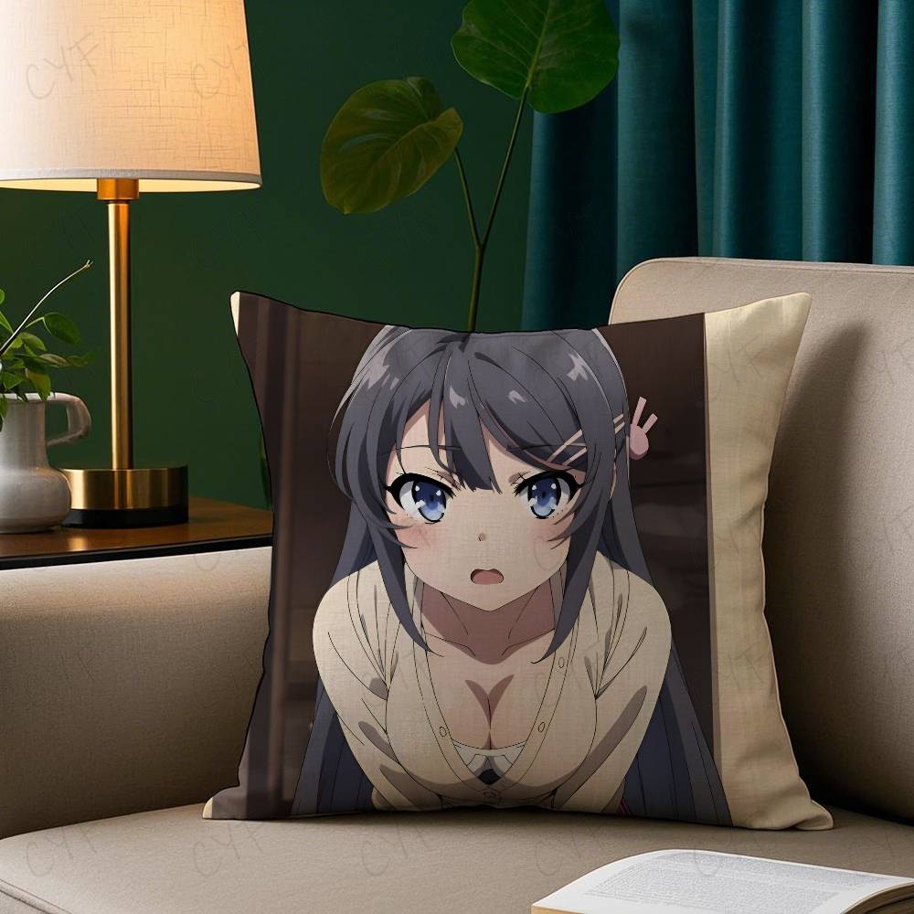 Sexy Anime M-Mai Sakurajima Pillow Case Custom Printed Brushed Fleece Pillow, Baby Skin-Touch, Eco-Friendly Dye-Sublimation Cush