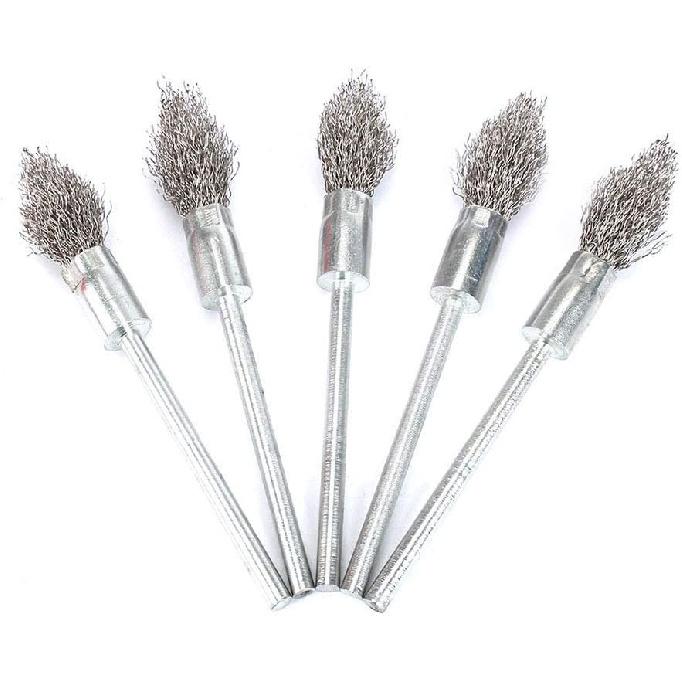 5Pcs Pointed Stainless Steel Wire Brushes Wheel Kit for Drill with 1/4"shank 0.3mm for Removal of Rust/Corrosion/Paint