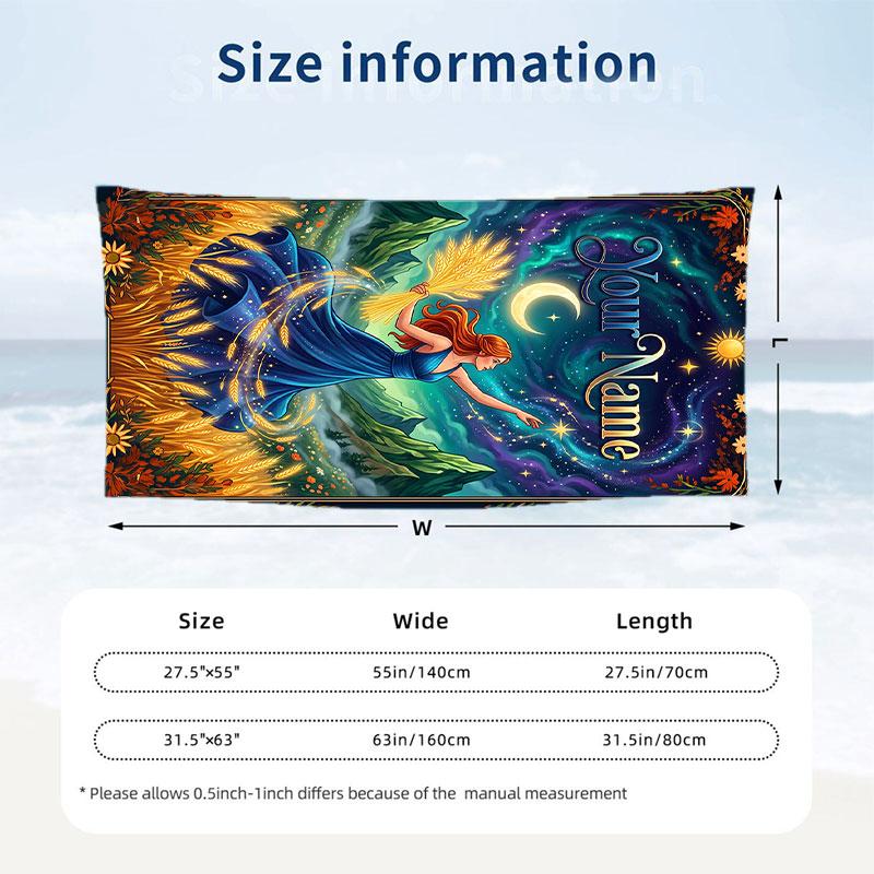 Fantasy Magic Theme Beach Towel Personalized Custom Name & Text Soft Quick Dry Beach Towel for Swimming Travel