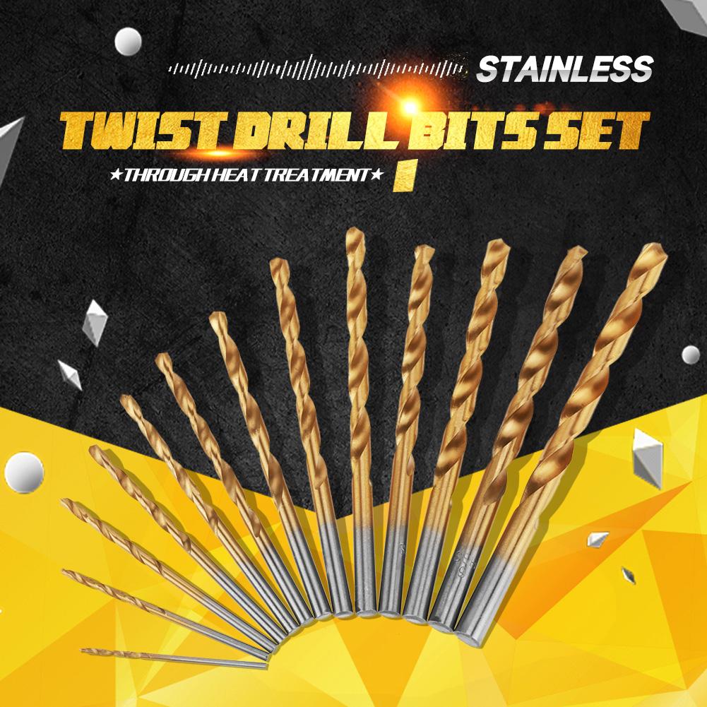 

Набор из 13 спиральных сверл из быстрорежущей стали с титановым покрытием диаметром 1,5–6,5 мм с круглой ручкой