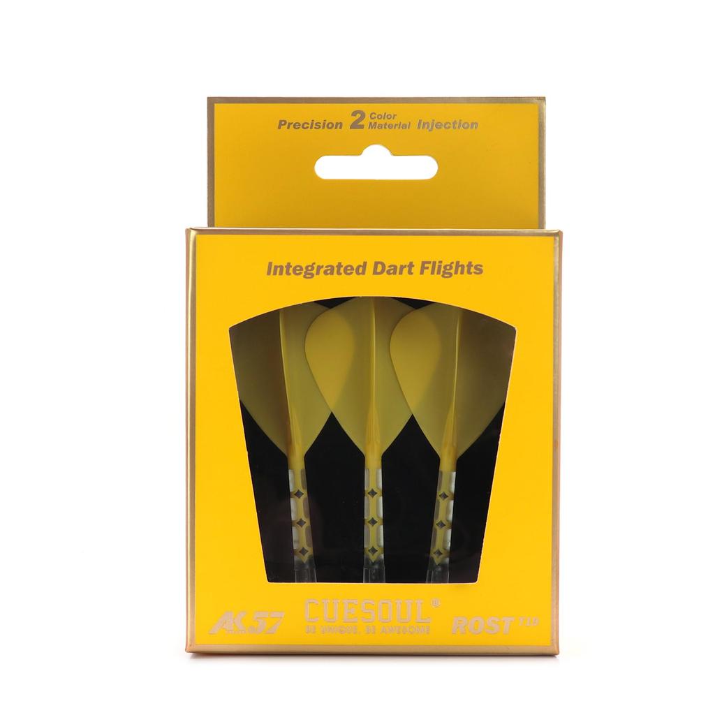 CUESOUL ROSTAK57 T19 Series Mixed Shaft Integrated Kite Shape Set of 3 Two-Tone Dual-Material Flights, Series, (Yellow) CS-AK57FZ7L