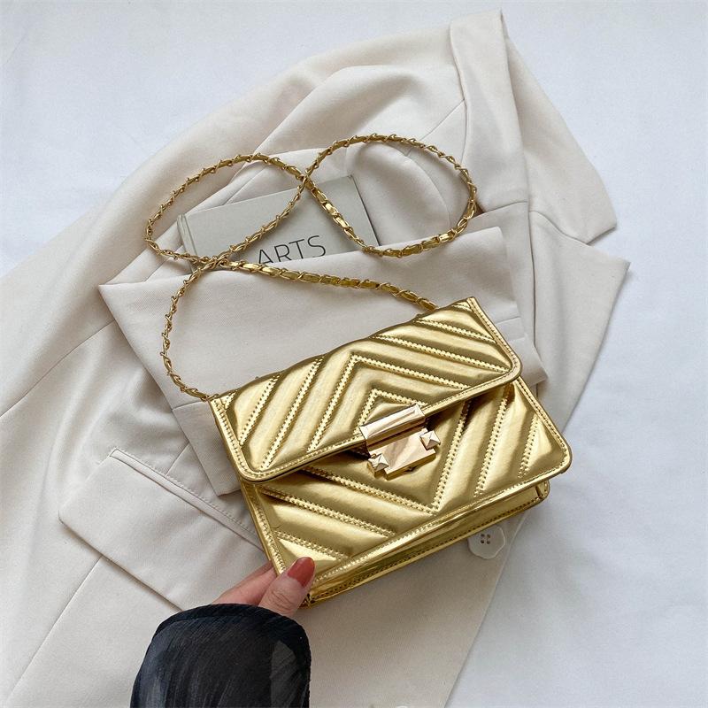 2025 summer new popular fashion casual shoulder bag simple striped oblique span bag casual retro small square bag women