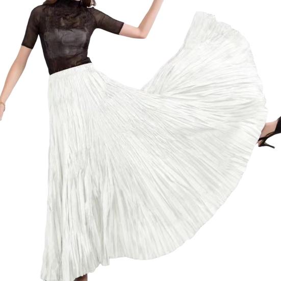 Women Skirt Skirt Elastic High Waist Maxi Pleated Dance Skirt Party
