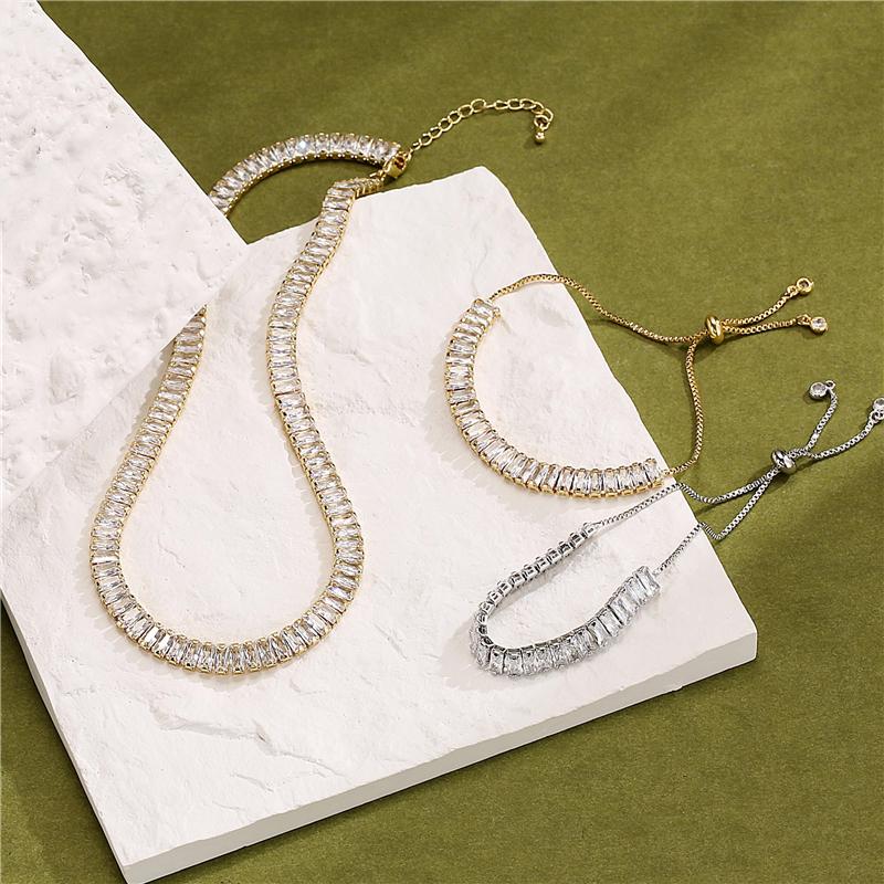 18K Vergoldetes Messing Zirkonia Teenie Halskette Armband, Promotion Beat Lady Luxus Bling Zirkonia Choker, Iced Out 3A Zirkon 4MM Halskette