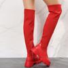 Thigh High Boots Women Over-the-knee Long Platform Shoes Knitting Socks Chunky Red New Rock Elegant Goth Plus Size Lolita