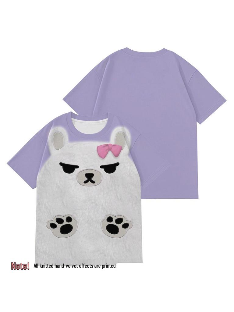 Demon Hunter Girl Group K-POP Trend 2025 Short-Sleeve T-Shirt, Cartoon Anime Style Pajamas