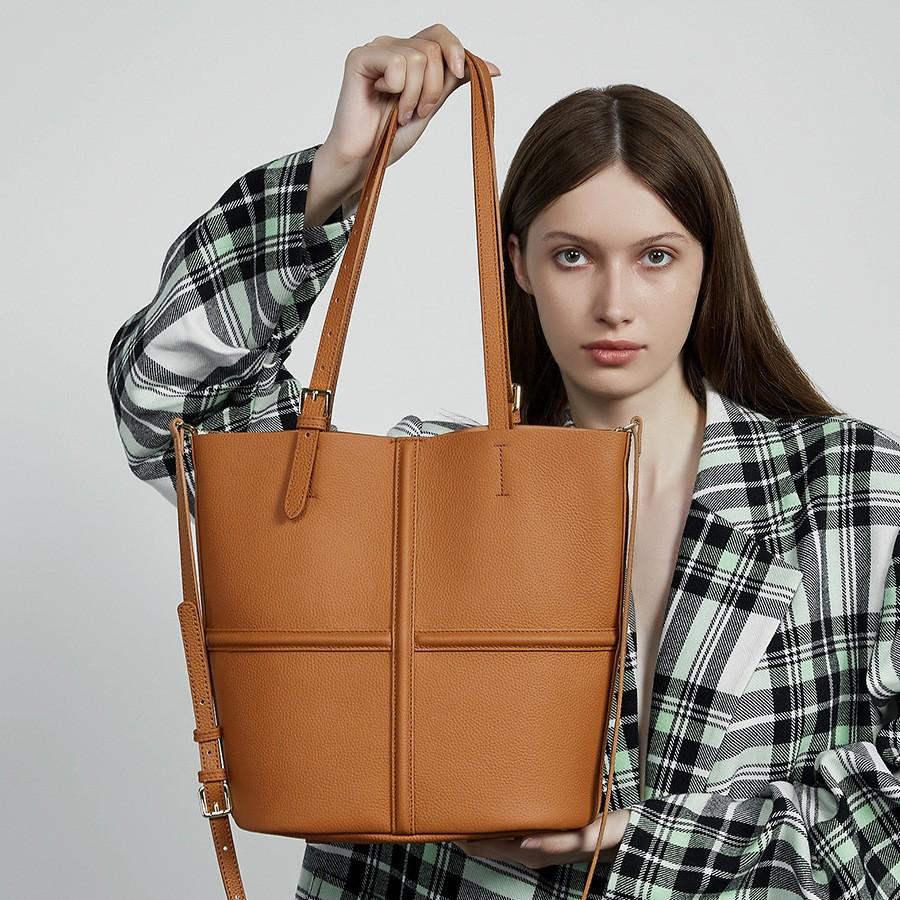 Fashion Handbag Large Capacity Textured Shoulder Bag Cowhide Light Luxury Tote Women's Bag