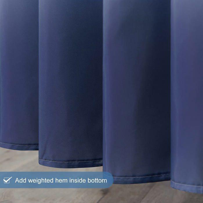 Rideau de douche AIMOONSA 180x180 cm – Polyester imperméable, anti-moisissure, œillets inox, dégradé blanc
