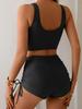 High-Waisted Drawstring Bikini: Slimming & Tummy Concealing Two-Piece Swimsuit for Women