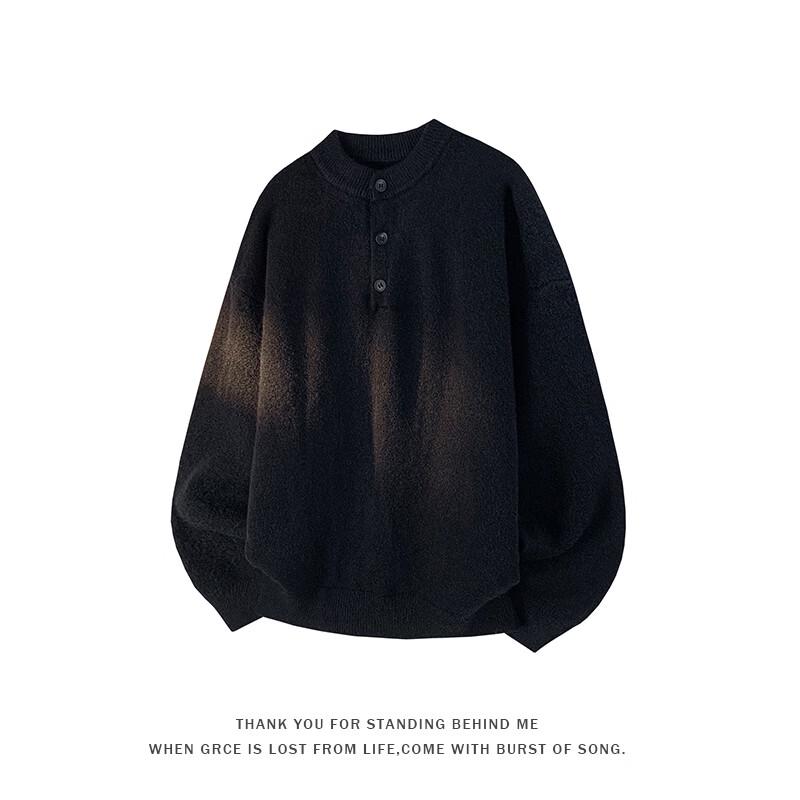 Wassup Sohot Old Money Style Men's Henley Collar Pullover Sweater