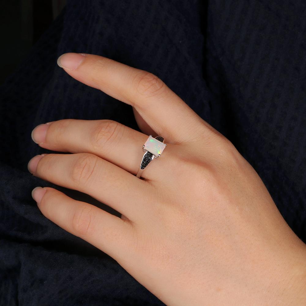 Inel din argint 925 cu opal natural, piatră prețioasă colorată pentru luna octombrie, cadou elegant pentru femei, aniversare și sărbători.
