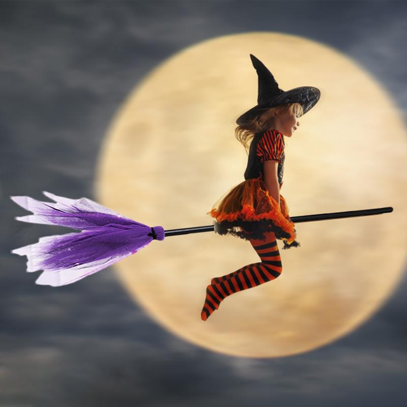 1Pcs Halloween Party Witch Broom Kids Plastic Cosplay Flying BroomstickProps For Masquerade Halloween Cosplay