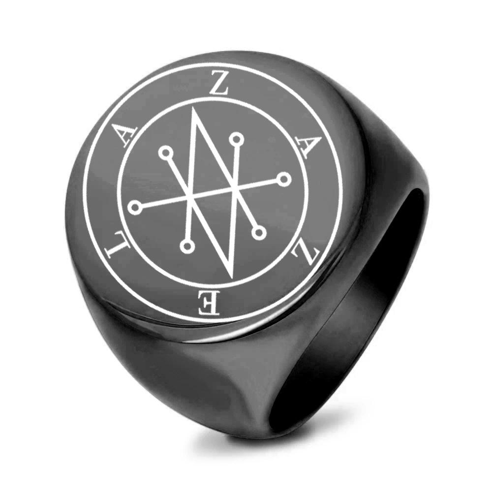 22MM Runder Symbol Herrenring Vintage Mode Einzigartiger Statement-Schmuck für Männer