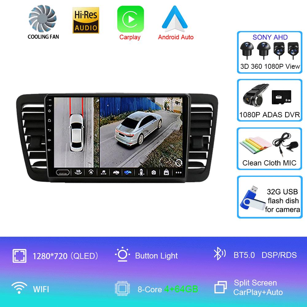Android 14 For Subaru Outback 3 Legacy 4 2004 2005 - 2009 Auto Car Radio Video Multimedia Player Navigation GPS Carplay 2Din DVD
