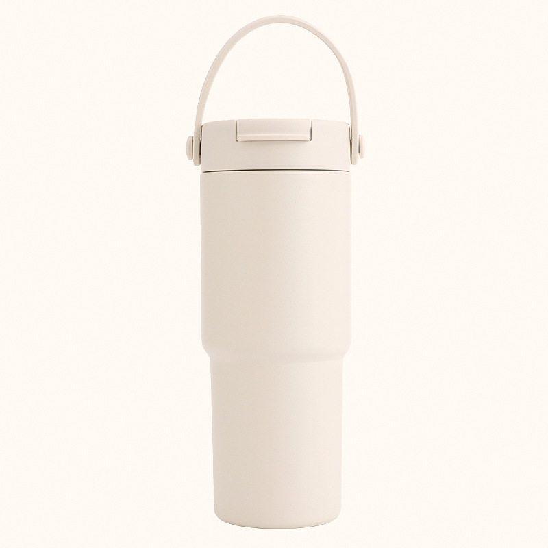 Ceramic Inner Coffee Cup with Handle, Large Capacity Thermos Cup, Portable Car-Mounted 30oz Car Ice Cup
