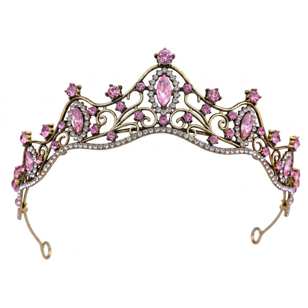 Bridal Rhinestone Crown Headpiece Alloy Base With High-Refractive Index For Wedding Ceremony And Stage Performance