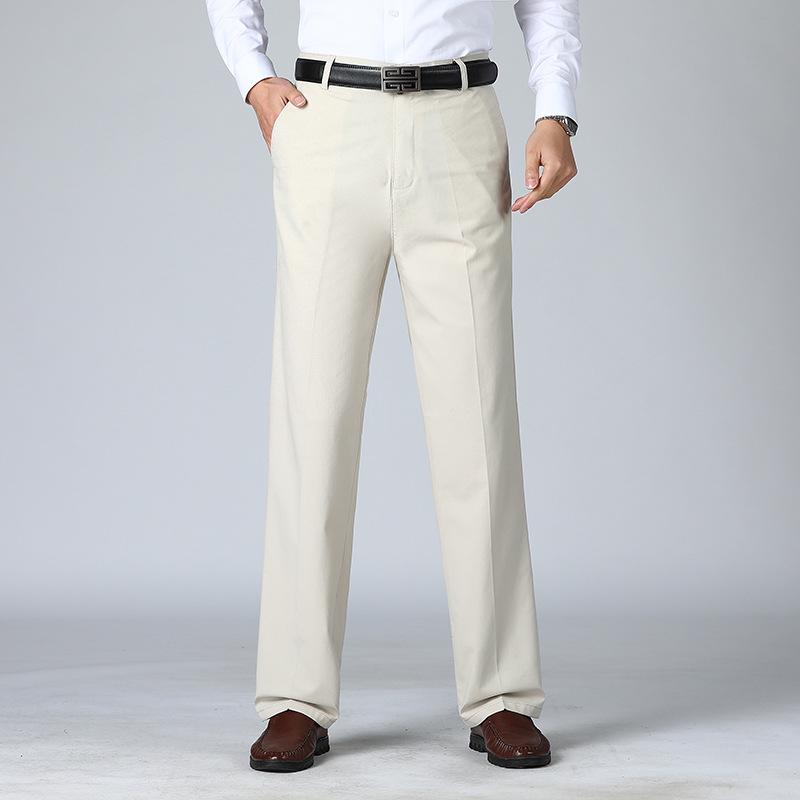 Men's High Waist Black Cotton Business Casual Pants - Summer 2021 Collection