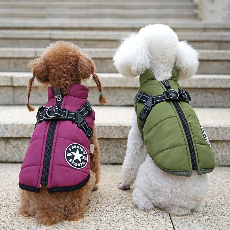 S-5XL Pet Dog Jacket with Harness Winter Warm Dog Vest Clothes Outdoor Waterproof Dog Coat for Small Medium Large Dogs