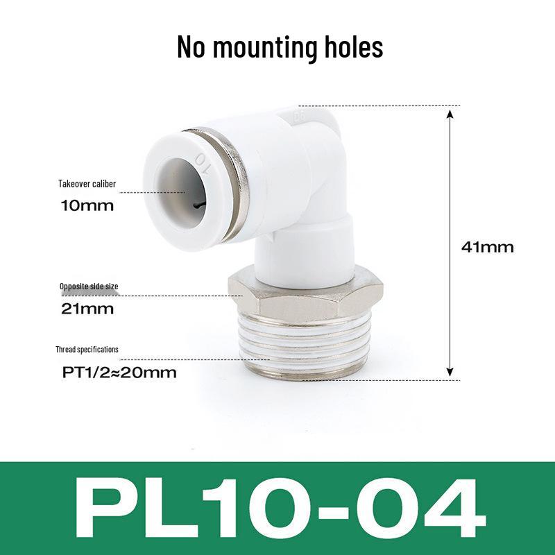 Premium White Male Thread Elbow PL8-02 Pneumatic Connector, 4-M5/6-01/10-03/12-04 Air Tube