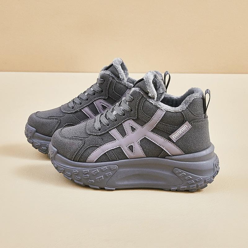 

ins new velvet high-top dad shoes winter student casual shoes thick sole height XW 35 серый