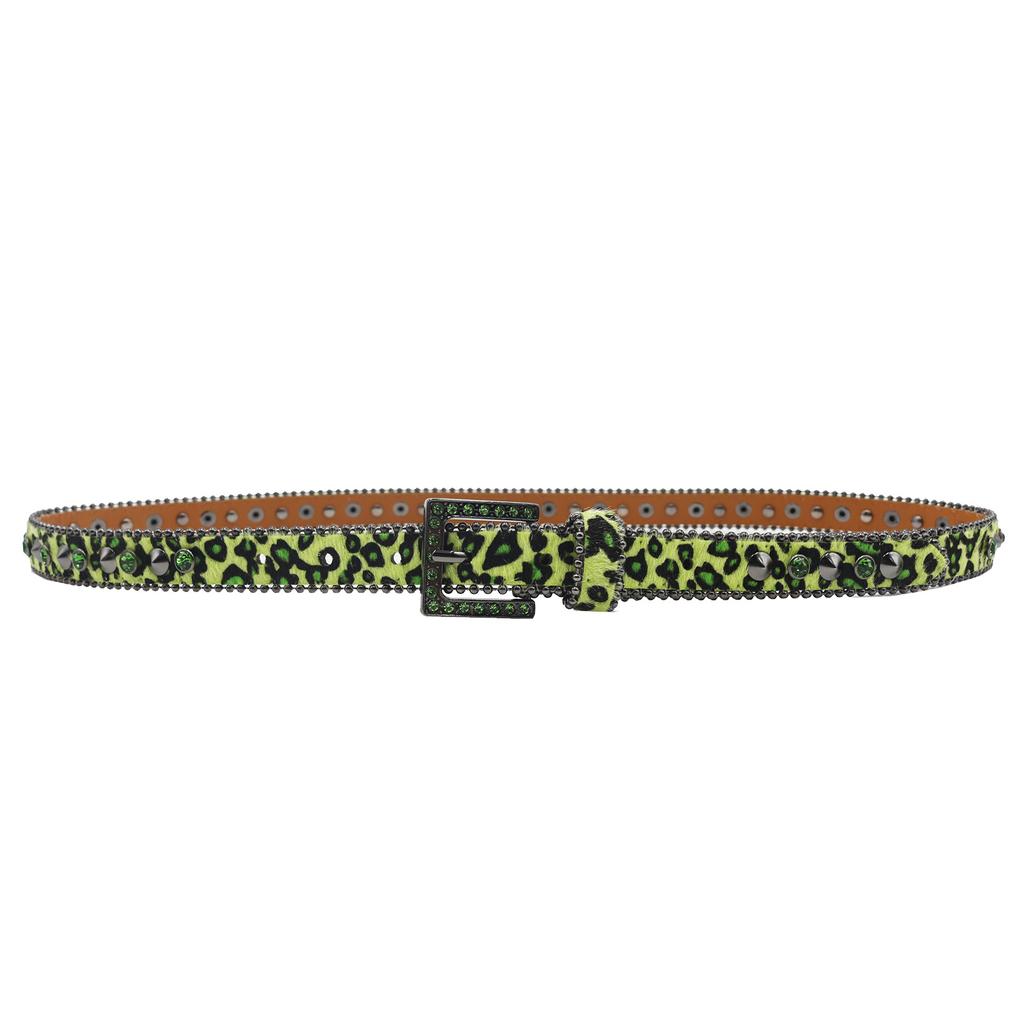 2.3 Wide Leopard Print Women's Belt European and American Rhinestone Inlay Belt High-end Pin Buckle Full Diamond Hip-hop Decoration
