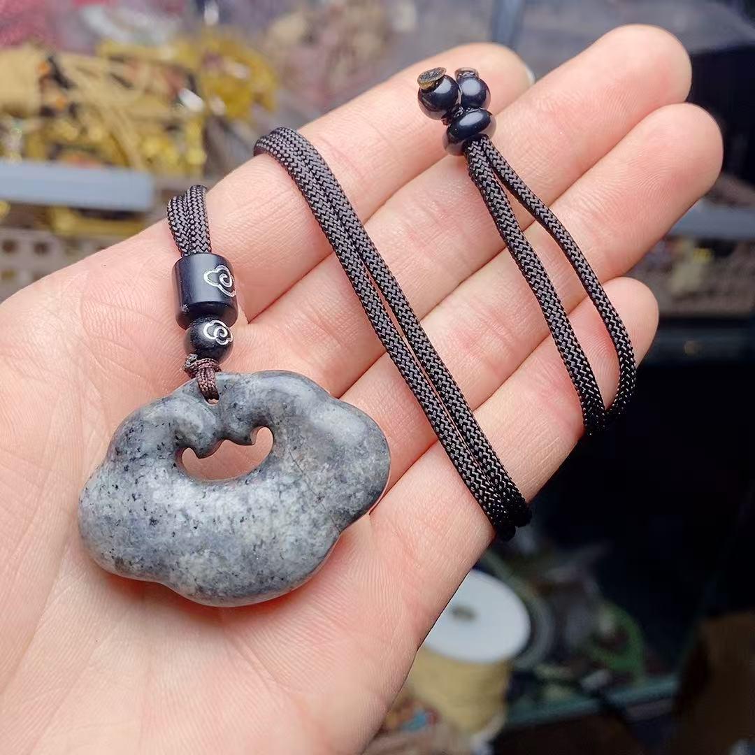 Elegant Xiangyun Lock Necklace: High-End Volcanic Stone Pendant for Women