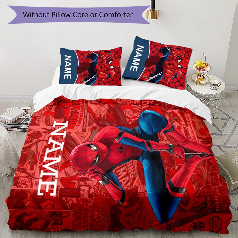 3pcs Spider Man5 Cover Set - Personalized Name, HD Printed Bedding with 1 Cover and 2 Pillowcases - Perfect for Home Decor, Easy Care