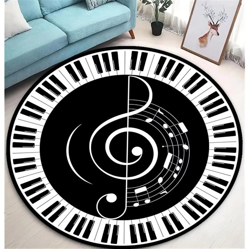 CD Musical Round Carpet Living Room Decoration Teenager Mat Anti Slip Chair Cushion Round Rugs for Bedroom Music Design Rug
