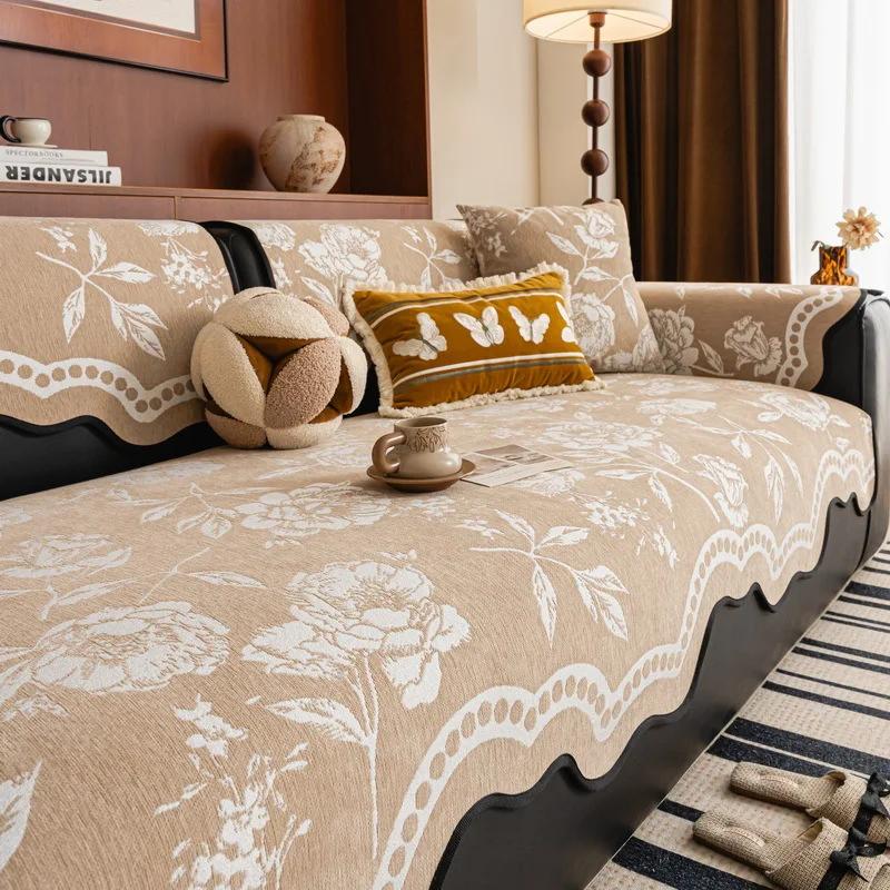 

1 шт. Цветочный шенилловый чехол на диван Пылезащитный Нескользящий Подушка на сиденье дивана Коврик Универсальный для четырех сезонов L Чехлы на диван для гостиной A 70x70cm 1pc