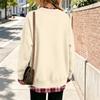 Women's Casual Printed Long Sleeve Oversized Two Piece Look Sweatshirt for Everyday Wear