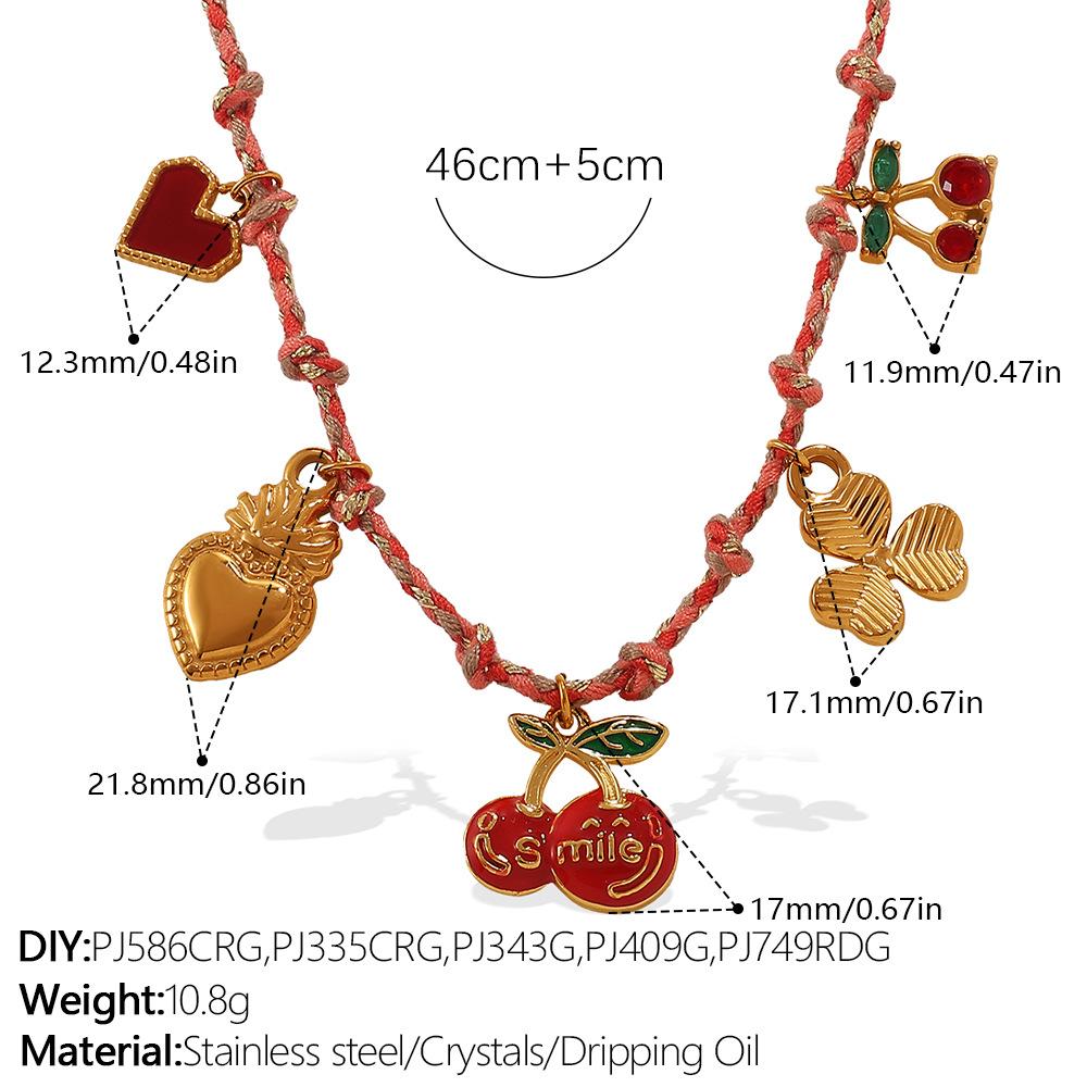 Fashion DIY pendant bracelet stainless steel gold-plated non-fading strawberry cherry necklace jewelry women