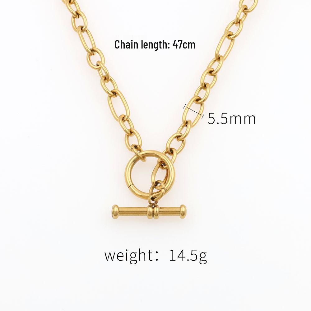 

Ожерелье-цепочка из титановой стали с 18-каратным золотым покрытием, с OT-застежкой и крестом, для женщин