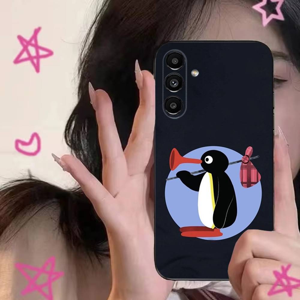 Happy P-Pingu Penguin Phone Case For Samsung S24,S21,S22,S23,S30,Ultra,S20,Plus,Fe,Lite,Note,10,9,5G Black Soft Cover Samsung S21 s305G