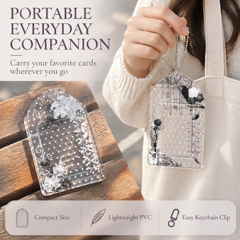 1/2Pcs Floral Polka Dot PVC Card Holder Scratch Resistant Kpop Photocard Organizer Pouch for Daily Use
