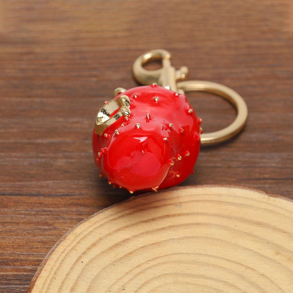 Cute Fruit Red Strawberry Pendant Keychain Suitable For Keyring Backpack Car Pendant Decoration Jewelry Accessories Holiday Gift