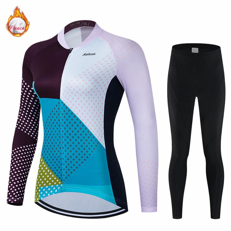 Women 2026 Winter Velvet Warm Thermal Fleece Winter Cycling Clothing Long Sleeve Jersey Suit Triathlon Outdoor Riding Bike MTB Clothing Jersey
