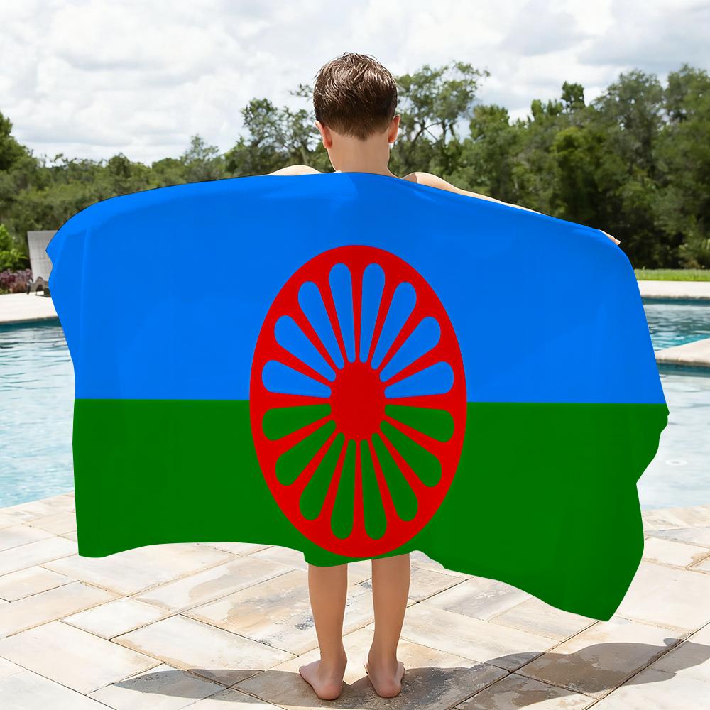 Asciugamano Bandiera Popolo Rom Gitano Asciugatura Rapida Assorbente Asciugamano da Spiaggia per Sport, Fitness, Nuoto e Attività all'Aperto