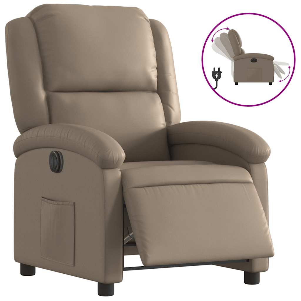 Electric Recliner Chair Cappuccino Faux Leather