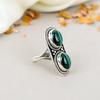 Malachite Gemstone 925 Sterling Silver Oval Gemstone Handmade Boho Ring For Women
