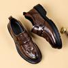 Fashion Thick Bottom Men Loafers Casual Leather Shoes Fashion Men Boat Shoes Crocodile Pattern Male Formal Dress Footwear Slip On Flats