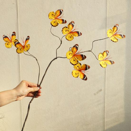 Artificial Butterfly Branches Simulation Stems with 8 Fake Butterflies for Vase Filler DIY Bouquets Home Office Table Decor