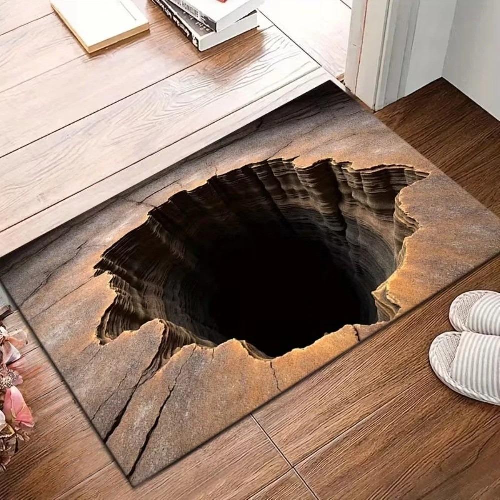 

3D Flat Optical Illusion Doormat Non-slip Water-absorbing Bathroom Carpet Abrasion-resistant Durable Bedroom Door Rug Home Decor 40-60CM